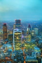 Aerial overview of the City of London financial ddistrict