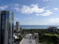 Aerial of Pacific Ocean, Fort De Russy, The Ritz-Carlton Residences, Iconic Trump International Hotel Waikiki, Outrigger Reef