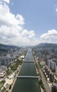 Aerial panarama view on Shatin, Tai Wan, Shing Mun River in Hong Kong