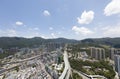 Aerial panarama view on Shatin, Tai Wan, Shing Mun River in Hong Kong