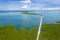 Aerial of the Pangangan Island Causeway, the longest causeway in the Philippines found in Calape, Bohol. Both ends are buffered Royalty Free Stock Photo