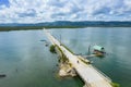 Aerial of the Pangangan Island Causeway, the longest causeway in the Philippines. A layby and fish port can be found at the middle