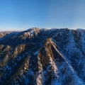 Aerial pano of winter mountain