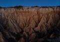 Aerial panorama of Arriba Fossil da Praia da Gale Fontainhas hoodoo fairy chimney earth pyramid rock formation Portugal