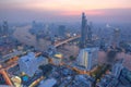 Aerial panorama of Bangkok in evening twilight