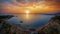 Aerial panorama of the beautiful beach of Kavouri, Vouliagmeni disctrict of south Athens, Greece Royalty Free Stock Photo