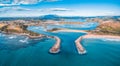 Aerial panorama of beautiful coastal town Narooma, NSW, Australia. Royalty Free Stock Photo