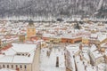 The old town center of Brasov aerial panorama and beautiful architecture, Romania