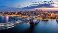 Aerial panorama with Ben Franklin Bridge and Philadelphia skyline Royalty Free Stock Photo