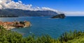 Panorama of Budva Old Town with the Citadel and the Adriatic Sea in Montenegro Royalty Free Stock Photo
