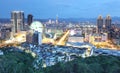 Aerial panorama of busy Taipei City in twilight Royalty Free Stock Photo