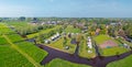 Aerial panorama from a camping in the Netherlands in springtime Royalty Free Stock Photo