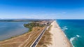 Aerial panorama of Canet en Roussilon in the Pyrenees Orientales Royalty Free Stock Photo