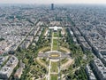 aerial panorama of the champ de mars of the city of paris