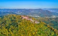 Aerial panorama of the Chateau du Haut-Koenigsbourg in the Vosges mountains. Alsace, France Royalty Free Stock Photo