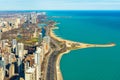 Aerial panorama of Chicago and Lake Michigan. North Avenue beach, USA Royalty Free Stock Photo