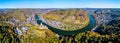 Aerial panorama of Cochem with the Reichsburg Castle and the Moselle river. Germany