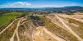 Panorama of decommisioned limestone mine. Royalty Free Stock Photo