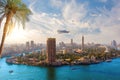 Aerial panorama of the downtown and the Nile river in Cairo, Egypt Royalty Free Stock Photo