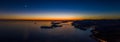 Aerial panorama drone shot of sunset horizon in Adriatic islands in Dubrovnik in Croatia summer Royalty Free Stock Photo