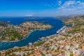 Aerial panorama of Dubrovnik harbor Royalty Free Stock Photo