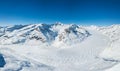 Aerial panorama of Great Aletsch Glacier in Alps winter season,