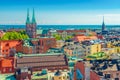 Aerial panorama of Helsinki. Cityscape of the Capital of Finland with Baltic Sea in the background Royalty Free Stock Photo