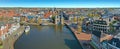 Aerial panorama from the historical city Sneek with the Water gate in Friesland the Netherlands Royalty Free Stock Photo