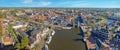 Aerial panorama from the historical city Sneek with the Watergate in Friesland the Netherlands Royalty Free Stock Photo