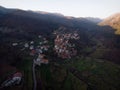 Aerial panorama of idyllic mountain village town Gavieira agriculture terraces Arcos de Valdevez Norte Region Portugal