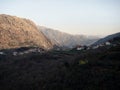 Aerial panorama of idyllic mountain village town Tibo agriculture terraces Arcos de Valdevez Norte Region Portugal