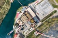 Aerial panorama of industrial area with chimneys of thermal power plant or station. Royalty Free Stock Photo