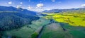 Aerial panorama of Kiewa Valley Highway at sunset. Victoria, Australia. Royalty Free Stock Photo