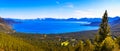 Aerial panorama of Lake Tahoe with Sierra Nevada Mountains in the background Royalty Free Stock Photo