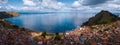 Aerial panorama of the lake of Titicaca Royalty Free Stock Photo