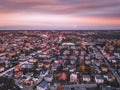 Aerial panorama of Leszno at sunset Royalty Free Stock Photo