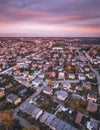 Aerial panorama of Leszno at sunset Royalty Free Stock Photo