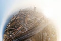 Aerial panorama of Limassol urban area with motorway, construction site and skyscrapers. Cyprus