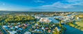Aerial Panorama Of Luxury Real Estate At Varsity Lakes Suburb.