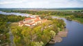 Aerial panorama of Medieval castle in Nesvizh. Belarus Royalty Free Stock Photo