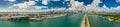 Aerial panorama Miami Port Dodge Island Macarthur Causeway