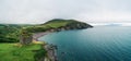 Aerial panorama of the Minard Castle situated on the Dingle Peninsula in Ireland Royalty Free Stock Photo