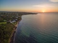 Aerial panorama of Mornington Peninsula coastline near Olivers H