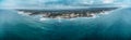 Aerial panorama of Mornington Peninsula coastline in stormy weather. Melbourne, Victoria, Australia.