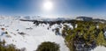 Aerial panorama of Mount Lebanon and cedar forest in winter Royalty Free Stock Photo