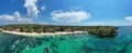 Aerial panorama from Mushroom bay harbor on Nusa Lembongan Bali Indonesia Royalty Free Stock Photo