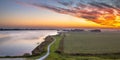 Aerial panorama of Netherlands Polder landscape