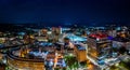 Aerial panorama of New Haven, Connecticut by night