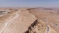 Aerial Panorama of the North Rim of the Makhtesh Ramon Crater in Israel Royalty Free Stock Photo