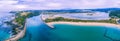 Aerial panorama of ocean coastline at dusk, Narooma, NSW, Australia. Royalty Free Stock Photo